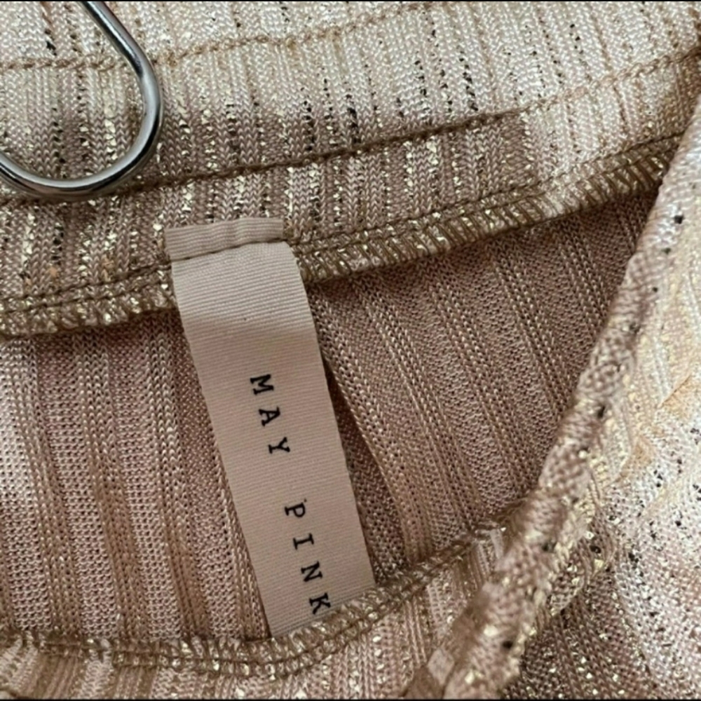 🆕Champagne Metallic Gold Lightweight Fashion Joggers Size L - Picture 9 of 9